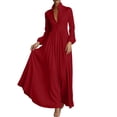 thumbnail image 5 of Miqool Women's Casual Maxi Dress Puff Long Sleeve Stand Collar Button Front Flowy Loose Fit Long Dress with Pockets, 5 of 7