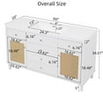 thumbnail image 2 of 60" Bathroom Vanity with Sink, Modern Bathroom Storage Cabinet with Rattan Doors, 5 Drawers & Pine Legs, White, 2 of 18