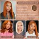 thumbnail image 2 of Peluca Eagera Ginger Bob, 30 cm, pelo humano, 180% de densidad, naranja, 2 of 6