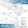thumbnail image 3 of Urbanest Adjustable Double Curtain Rod Set Door Knob Flat Button Finials – 1″ Front & 3/4 Back Rod With Glossy White Rod, 84–120 Inches, 3 of 6