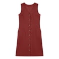thumbnail image 4 of hoksml Women's Cotton Linen Sleeveless Button Down Dress V-Neck Mini Shirt Dress with Side Pockets for Casual Summer Wear, 4 of 8