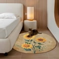 thumbnail image 2 of Round Rugs 3Ft, Sunflowers Round Area Rug Washable Indoor Throw Carpet, Farmhouse Vintage Country Floral Plants Small Non Slip Circle Rug for Bedroom Living Room Home Decor Aesthetic, 2 of 8