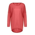 thumbnail image 5 of Blczomt Loose Fit Tops for Women Clearance Plain Red Shirt Crewneck Batwing Sleeve High Low Womens Blouses Clearance Under $10 M, 5 of 5