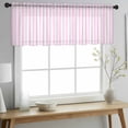 thumbnail image 2 of Pink White Stripe Valance Curtains for Kitchen/Living Room/Bathroom/Bedroom Window, Rod Pocket Small Topper Half Short Window Curtains Voile Sheer Scarf, Modern Minimalist Geometric Striped 60"x18", 2 of 8