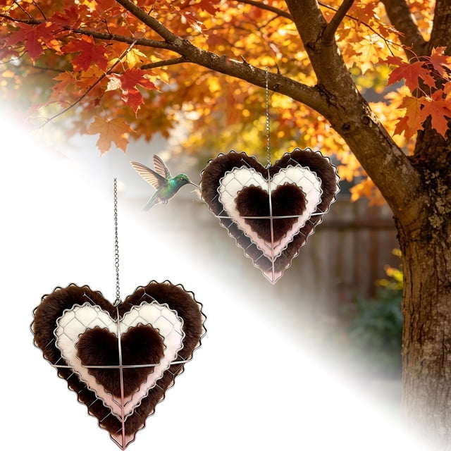 Handmade Fiber Bird Nesting Heart Birds Material Holder For Outside Nester Design Winter Shelter For Wild Birds Season Outdoor Vi