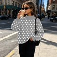 thumbnail image 3 of Fabrcox Mock Neck Sweatshirt for Women Polka Dot Long Sleeve Oversized Sweatshirt for Women Turtleneck Cozy Loose Winter Fall Outfits Lounge Basic Pullover Tops for Women Gray M, 3 of 6