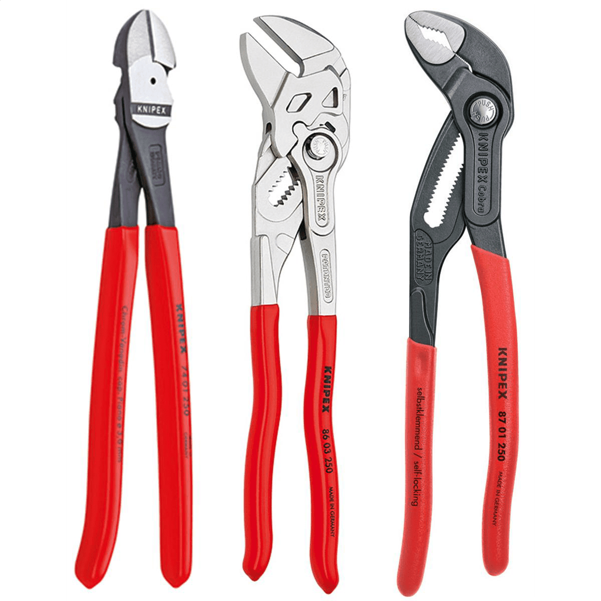 KNIPEX 00 20 15 4-Piece 1,000V Insulated Tool Set by Knipex KNIPEX Tools 9K 00 80 117 US, Cobra, Pliers Wrench, Diagonal