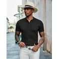 thumbnail image 5 of COOFANDY Mens Textured Polo Shirts Crochet Button Down Shirts Short Sleeve Collared Shirts, 5 of 5