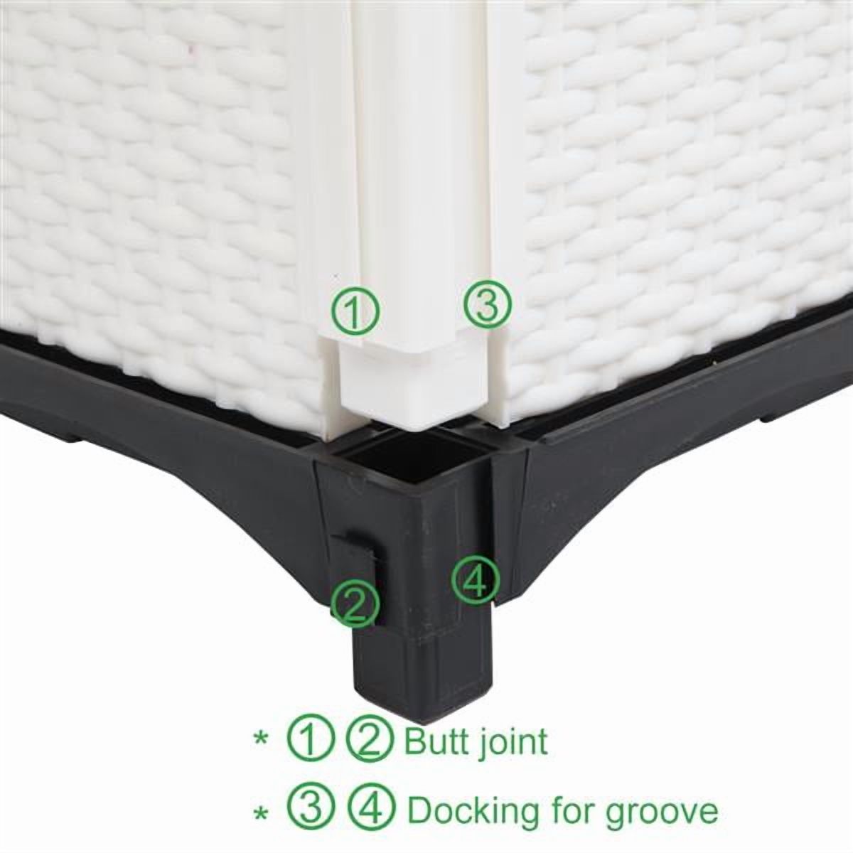 2Pcs Free Splicing Injection Planting Box Rattan Pattern Garden Bed, Sturdy & Lightweight, Easy Assembly for Gardens, Patios, Balconies, White