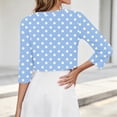 thumbnail image 7 of Karight Women Polka Dot Open Front Cardigan, Round Neck 3/4 Sleeve Lightweight Cropped Shrug, Soft Stretch Summer Layering Cover Up for Daily Office Casual Wear, 7 of 7