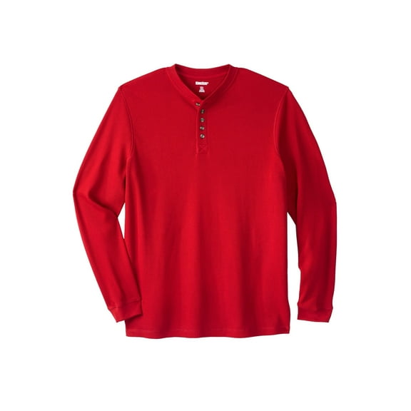 KingSize Men's Big & Tall Waffle-Knit Thermal Henley Tee - 4XL, Red