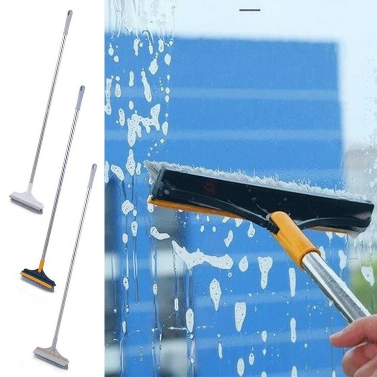 3 in 1 Floor Scrub Brush with Squeegee, 2022 New Floor Brush Scrubber with  Long Handle, Premium Rotating Bathroom Kitchen Crevice Cleaning Brush, 120°  Triangular Rotating Brush Head with Squeegee 