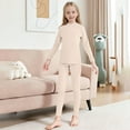 thumbnail image 2 of LEKWK 2-Piece Thermal Underwear Set for Girls Long Sleeve Round Neck Top Tight Fit Leggings Soft Breathable Base Layer Winter Warm Homewear Outfits, 2 of 5
