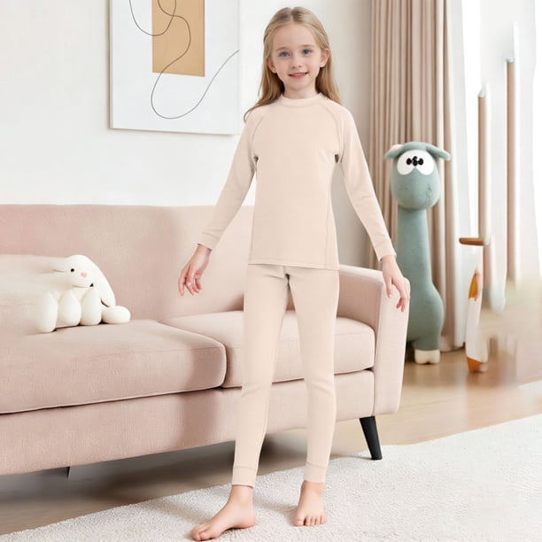 Conjuntos de blusas y camisas de cuello redondo y manga larga Conjunto de ropa interior para niños Ropa interior de franela colorida Ropa de otoño Conjunto de capa base de cuello redondo para niños Co