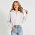 thumbnail image 2 of felwors Girls Cropped Zip Up Hoodie Long Sleeve Sweatshirts for Teen Girls Fashion Fall Fashion Casual Jackets with Pockets (White,13-14 Years), 2 of 5