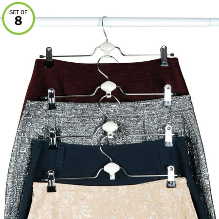 Rubber Hanger - Evelots Metal Non Slip Rubber Coated Cascading Pant, Skirt Clip Hangers, Set/8