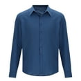 thumbnail image 4 of Mens Cotton Linen Dressy Blouses, Long Sleeve Shirts for Men Fall Business Casual Loose Fit Solid Color Button Down T-Shirts M-3XL, 4 of 5