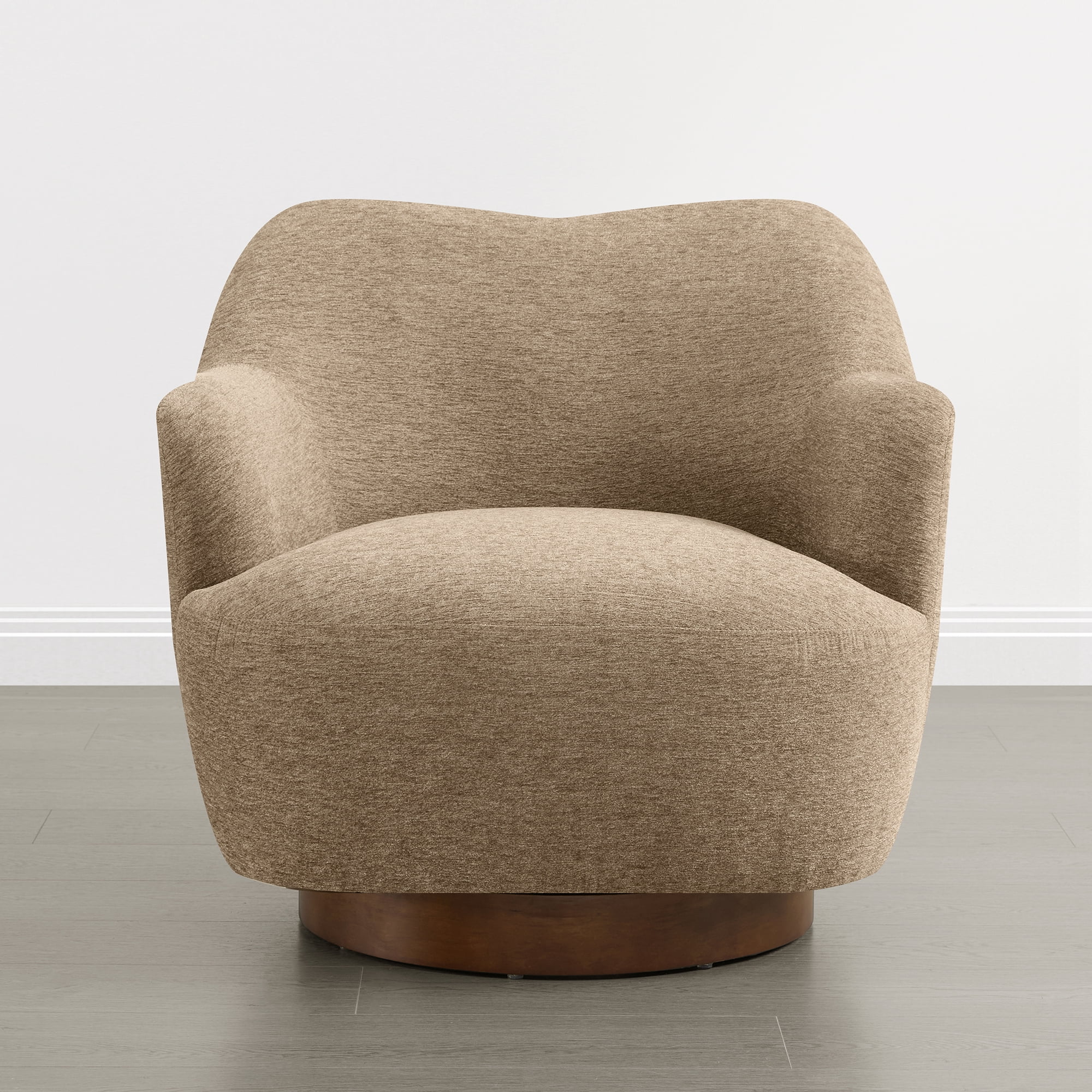 Spruce & Spring Swivel Accent Chair, Upholstered Barrel Armchair for Living Room Bedroom Reading Nook, Sand