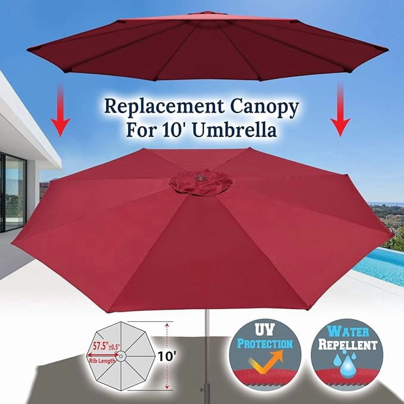 SOLAXO 10' Umbrella Canopy Top Cover Patio Replacement Top Cover 8 Ribs Outdoor Sunshade