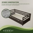 thumbnail image 2 of Hanway Solid Wood Frame Twin Daybed with Pull Out Trundle, Twin Size Trundle Daybed/Twin Daybed Frame Wood, No Box Spring Needed, Easy Assembly (Expresso), 2 of 7