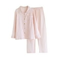 thumbnail image 4 of DuoJiaJ Women’s Lightweight Long Sleeve Pajama Set Sweet Blend Robe With Collar For Spring And Autumn Comfort Plus Size Satin Pajamas Women Pink, 4 of 5