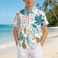 thumbnail image 2 of Ulanda Boys Hawaiian Shirts Novelty Printed Funky Short Sleeve Button Down Shirt Kids Aloha Luau Shirt 7-14T (Sky Blue, 4-5 Years), 2 of 7