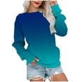 thumbnail image 2 of Idoravan Womens Long Sleeve Casual Tops Gradient Printed Round Neck Blouse Pullover, 2 of 5