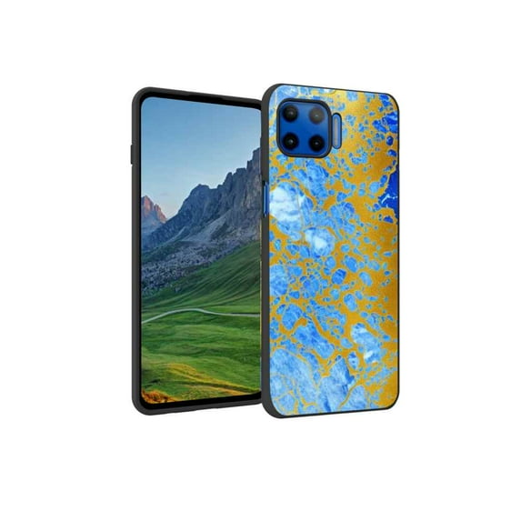 Blue-Golden-Marble-30 Phone Case, Degined for Moto G 5G Plus Case Men Women, Flexible Silicone Shockproof Case for Moto G 5G Plus