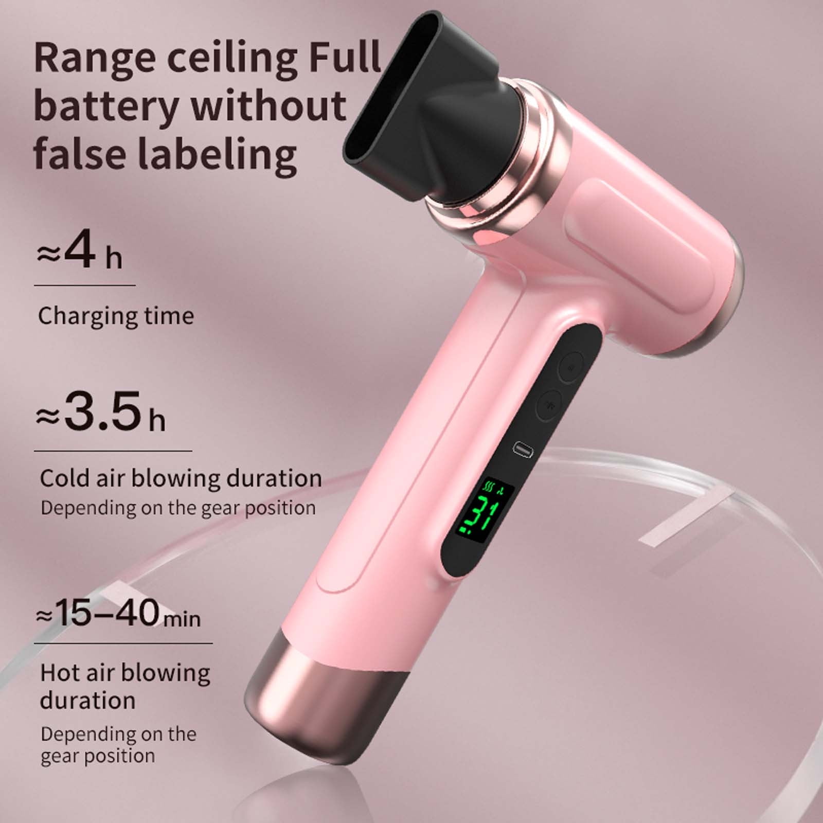 Momihoom Cordless Hair Dryer, 15000mAh Professional Blow Dryer with Nozzle, for Travel
