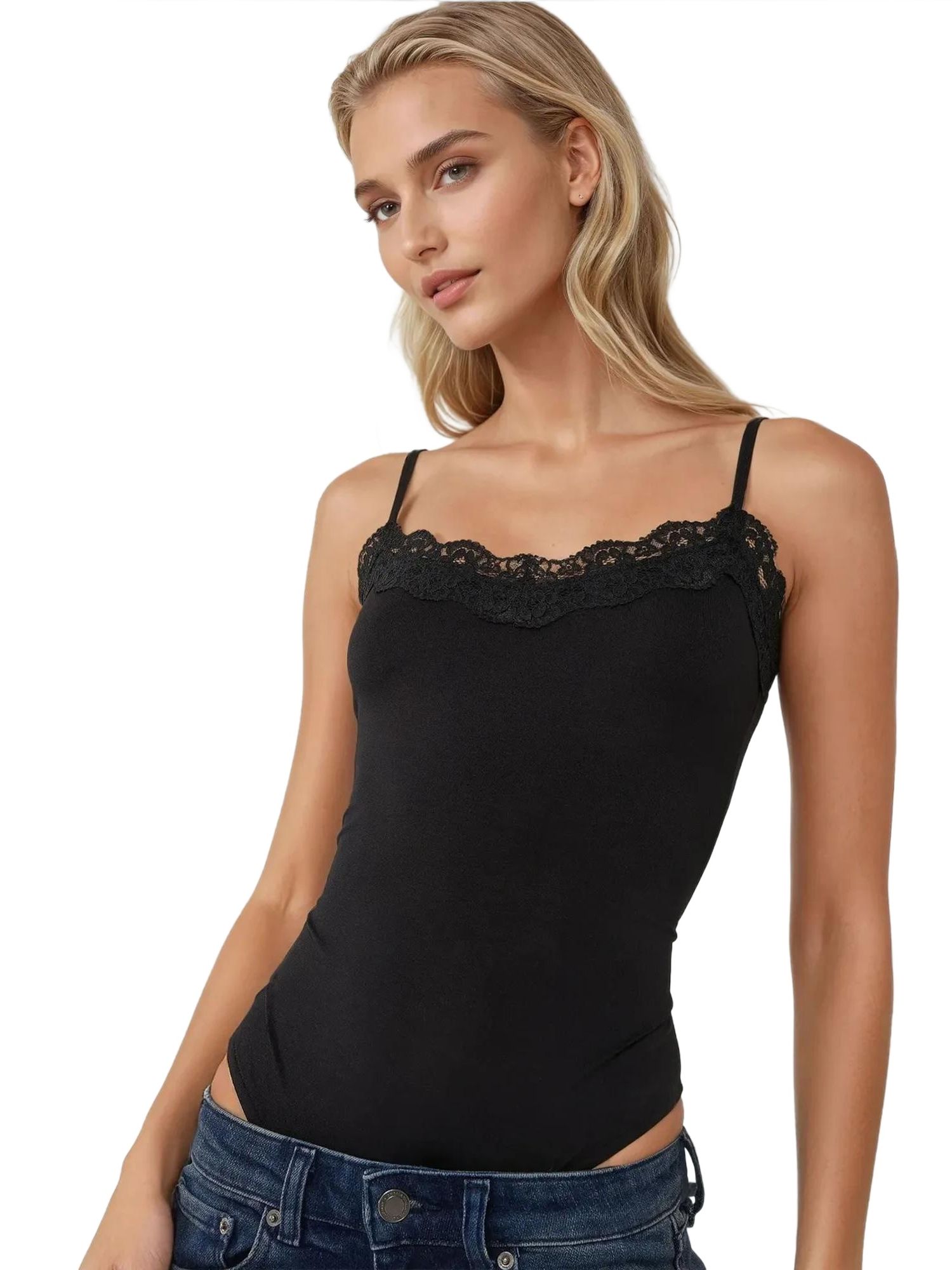 Women's Only Hearts 8288 Second Skins Thong Bodysuit (Black M