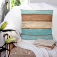 thumbnail image 3 of Pillow Covers 18x18 Set of 2, Farmhouse Aqua Brown Throw Pillow Covers Decorative Couch Cushion Cover, Vintage Wooden Striped Microfiber Soft Square Pillowcases for Bedroom Living Room Sofa, 3 of 7