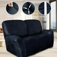 thumbnail image 5 of Loveseat Recliner Cover Leather Look Recliner Loveseat Covers Recliner Sofa Cover for 2 Seater Reclining Couch Spandex Fabric Washable 6 Pieces (2 Seater, 02 Navy), 5 of 13
