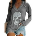thumbnail image 2 of EFINNY Women's Fashion Long Sleeve Tee Shirts Halloween V-Neck Skull Print Funny Blouse Sweatshirts Pullover Tops Plus Size,S-5XL, 2 of 6