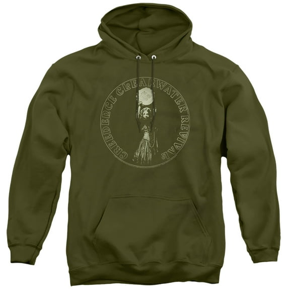 Creedence Clearwater Revival Mardi Gras Adult Pullover Hoodie Sweatshirt Military Green
