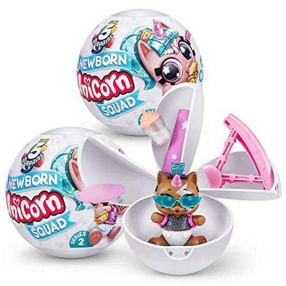 5 Surprise Unicorn Squad Series 5 - Newborn Unicorn Squad by ZURU (2 Pack) Exclusive and Mystery Collectibles Toys White/Light Blue