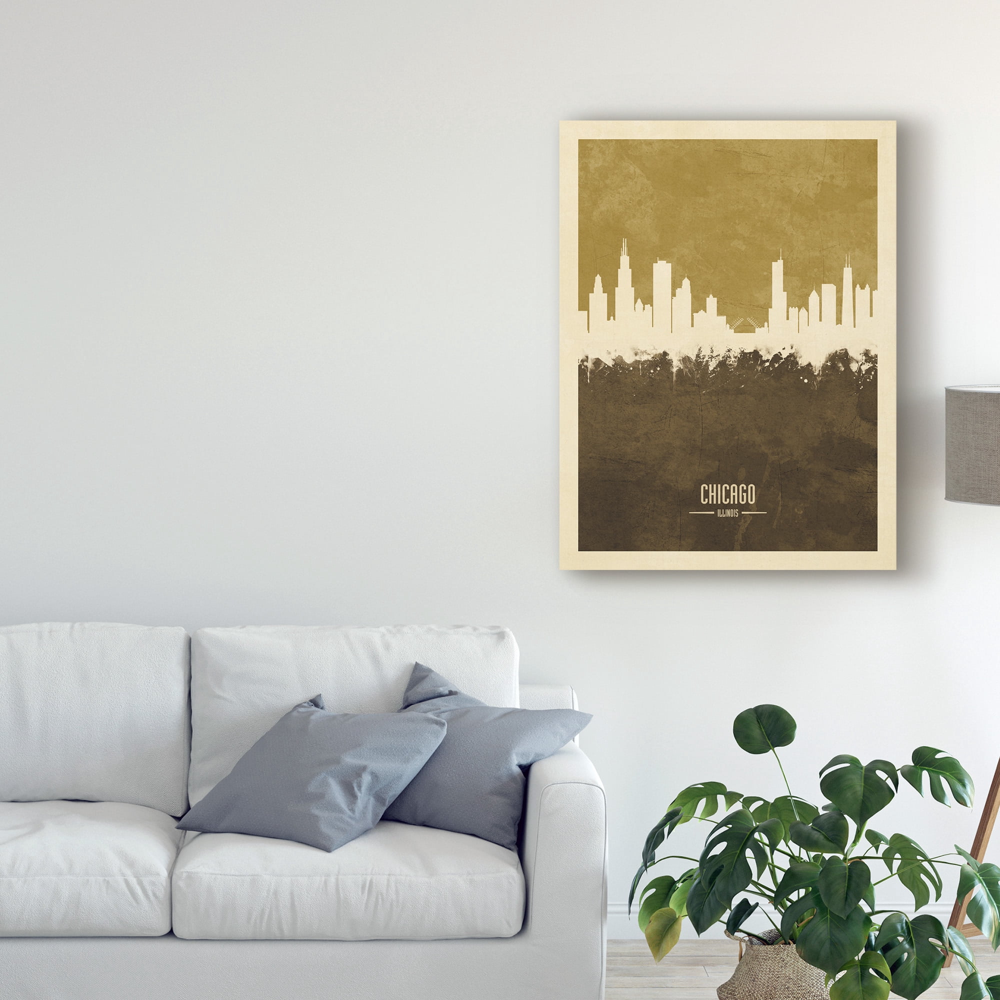 Trademark Fine Art 'Chicago Illinois Skyline Brown' Canvas Art by Michael Tompsett
