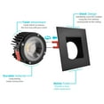 thumbnail image 3 of Luxrite 4" Square LED Recessed Light J-Box 15W 5 Color Options 1100 Lumens Dimmable Wet Rated IC Rated Black, 3 of 5