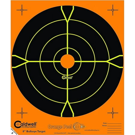 Caldwell Orange Peel Bullseye Targets with Flake Off Material Strong Adhesive and Multiple Sizes for Outdoor Range Shooting and Hunting