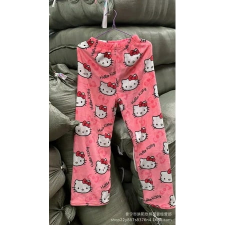 

Christmas Pants Sanrio Hello Kitty Kuromi Anime Pajama Pants Winter Warm Home Casual Pants Plus Fleece Pajama Pant Halloween