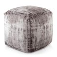 thumbnail image 1 of Steve Silver Hazel Gray Polyester Fabric Blend Square Pouf, 1 of 4