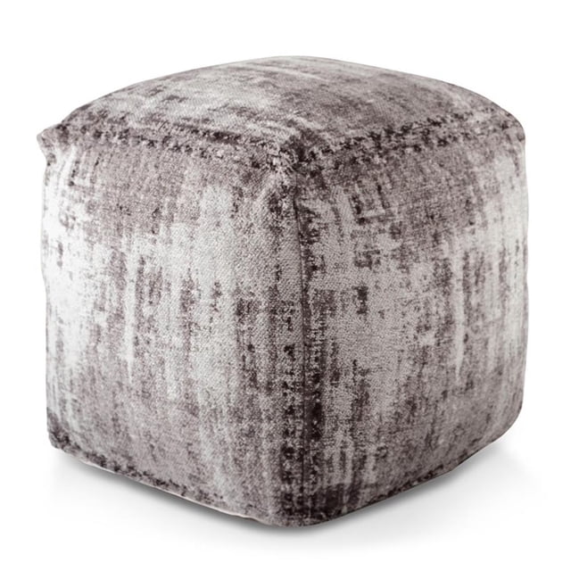 Steve Silver Hazel Gray Polyester Fabric Blend Square Pouf
