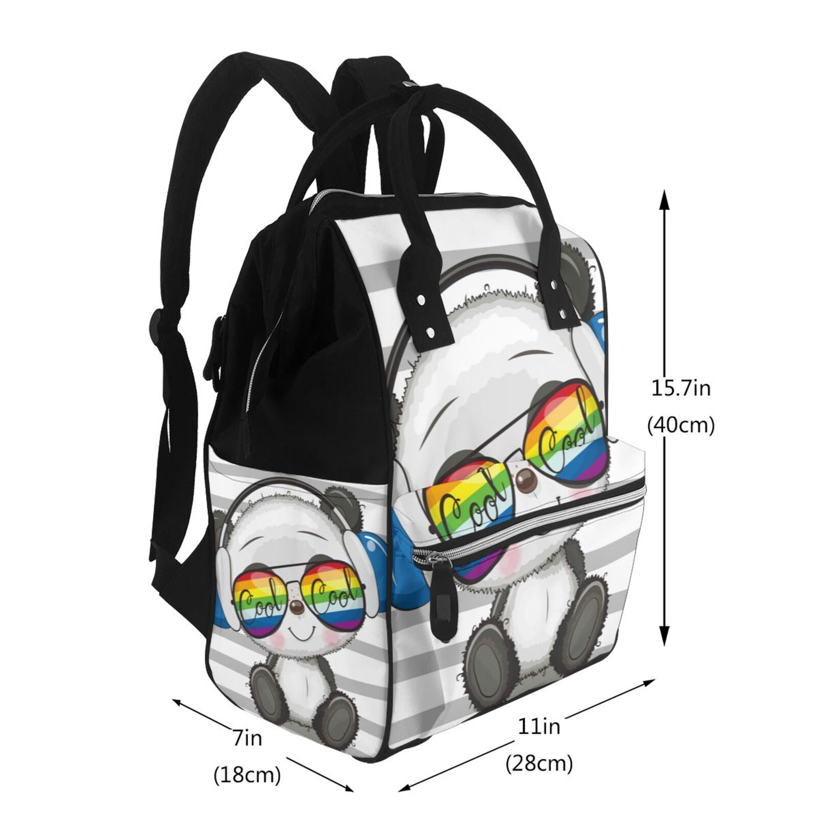 Defioc Panda with Sun glasses for Baby Diaper Bag Backpack - Baby Bag for Boys & Girls - Diaper Backpack - Large Travel Diaper Bags- Baby Registry Search & Shower Gifts