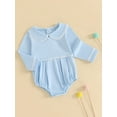 thumbnail image 2 of aturustex Toddler Boys Girls Bubble Romper Outfits 0 3M 6M 12M 18M 24M Infant Baby Long Sleeve Bodysuits Contrast Line/Solid Color Romper Doll Collar ly Spring Fall Clothes for Holiday Party, 2 of 7
