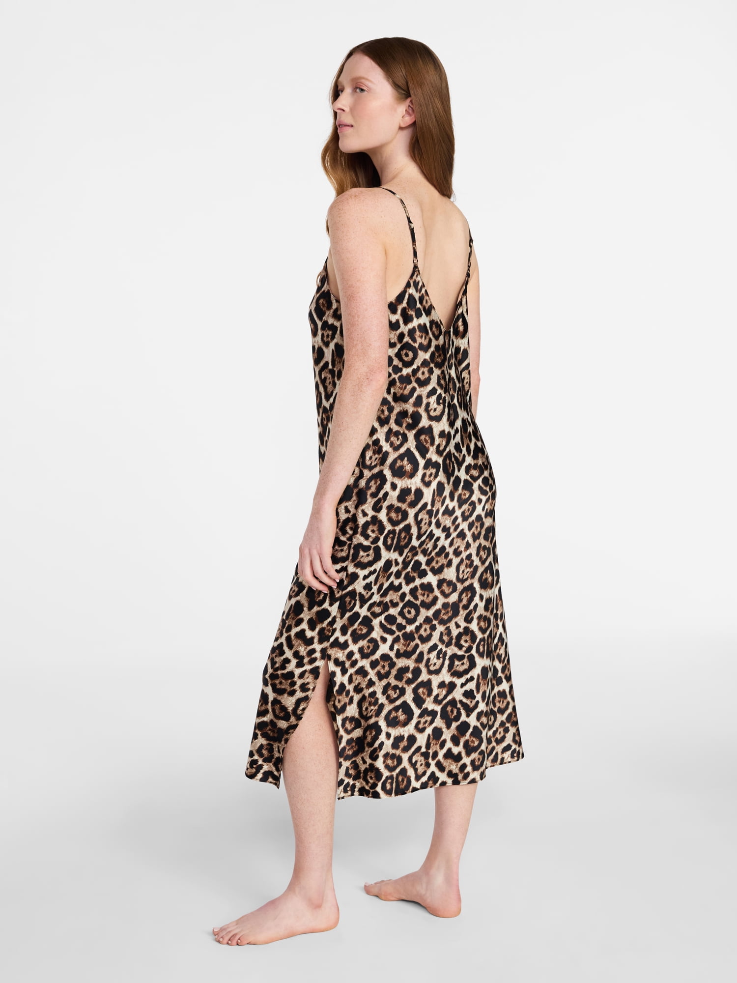 Joyspun Women’s Satin Midi Chemise, Sizes S-3X