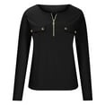 thumbnail image 5 of Hinvhai Womens Sexy Tops ,Fashion Long Sleeve Solid Color Shirts Fitted Low Cut Tops Ribbed Zipper V Neck Cleavage Fall Shirts Blouses Black 6(M), 5 of 7