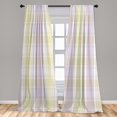 thumbnail image 4 of Ambesonne Fashion Curtains, Curved Lines Rectangles Art, Pair of 28"x63", Pastel Purple Green, 4 of 5