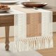 thumbnail image 1 of Camino de mesa ZeeMart, estilo macramé, bicolor, 36 x 229 cm, beige/marfil, 1 of 7