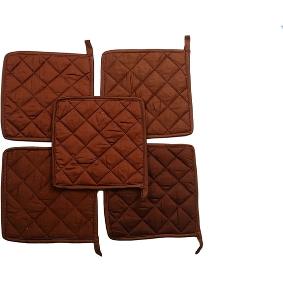 Pot Holder 100% Cotton, Machine Washable, Heat Resistant Kitchen Gift Set (Pack of 10 Size 7 X 7Inch, Chocolate )