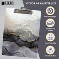 thumbnail image 2 of Fashion Clipboard, Marble Design, Standard A4 Letter Size, 12.5" x 9", Wooden Clipboard, Low Profile Clip with Retractable Hanging Tab, Decorative Clipboard, by Better Office Products (Black & Gold 1), 2 of 5