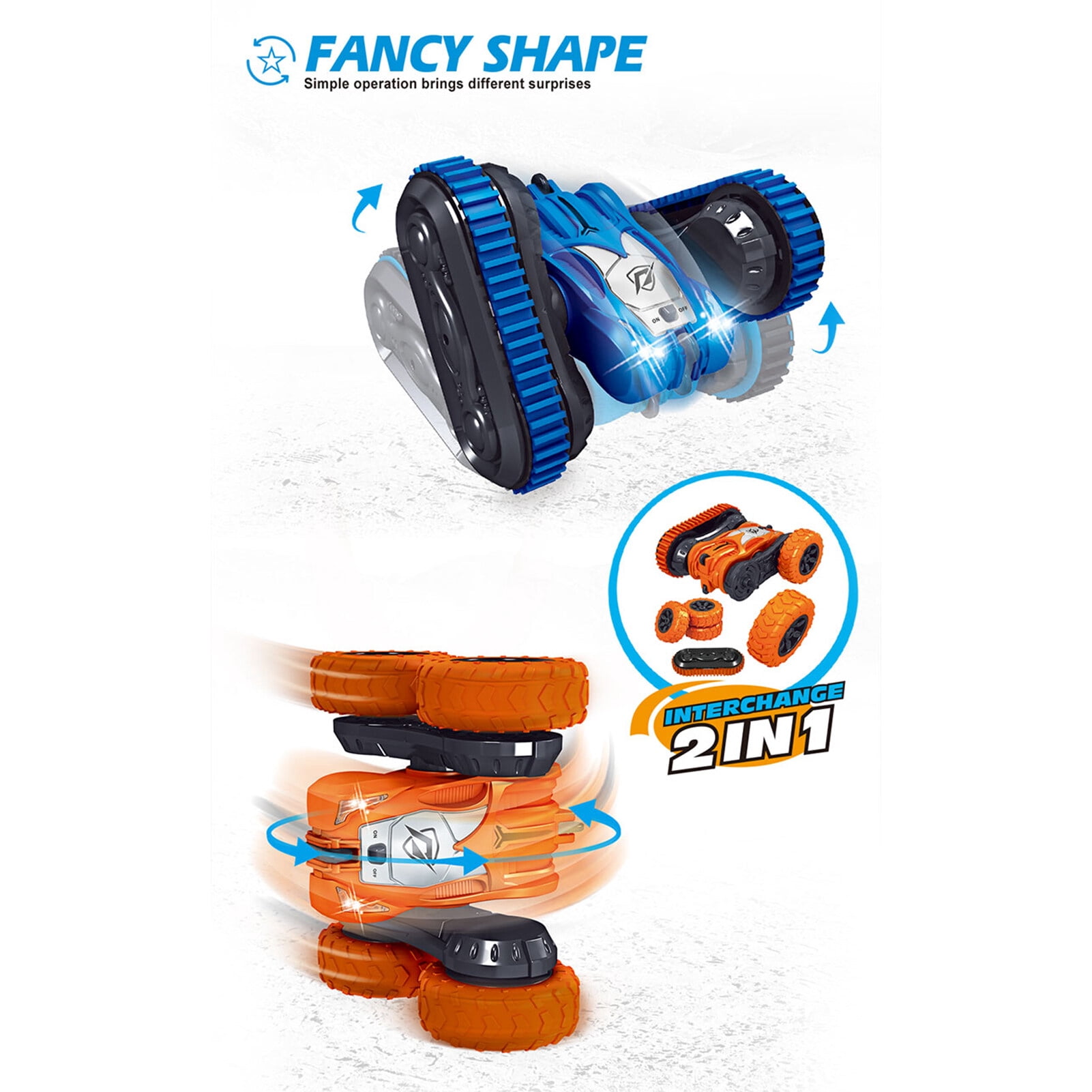 Two-in-one Rotating Tumbling Stunt Car Double-sided Driving RC Tracked Car Fall Resistant Remote Control Car